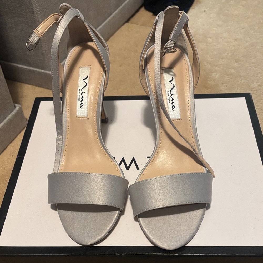 Nina Silver Strappy Heels